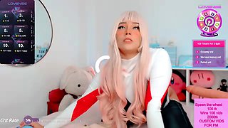 Close up with teen blonde sex doll rubbing her cunt
