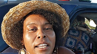 DRONE CATCHES  BLACK BBW MASSAGING HER BODY IN NATURE