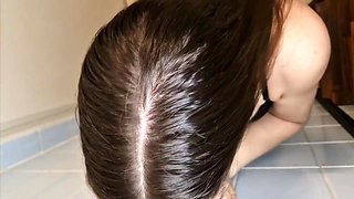 Brunette Deepthroat A Big Dildo Pov