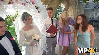Vip4k. hot bride is having a cruel xxx with a master of ceremonies, guests are dazed