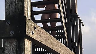 Dared to Strip Completely Naked and Walk to the Top of the Lookout Tower in Public