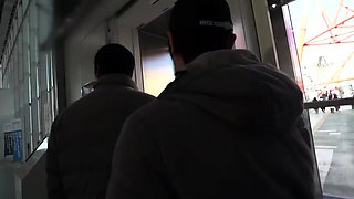 Tiny Japanese babe hardcore spitroasted and she enjoys jizz