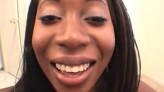 Petite ebony teen teasing cock