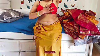 Hottest Saree Sex - Desi Milf in Silk Saree fucked hard by Brother in law - Loud moans - Pussy Eating