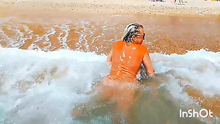 Swimming with stepmom naked in the sea