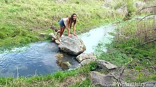 Charly orgasms as she masturbates by her creek - WeAreHairy