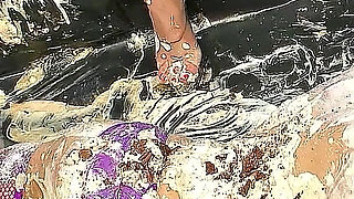 Horny Blonde Step Sisters Smeared with Vanilla Cream and Masturbates Pussy