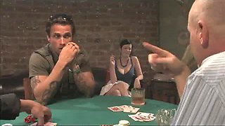Busty Chick Gets Gangbanged in a Poker Game