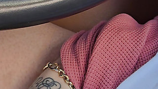 Step mom hand slip into step son dick in the car park