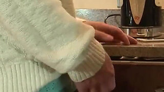 Mature lady fucks Luke Hardy in the kitchen hard