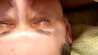 Girl Fucks His Face and Cums in His Mouth, Femdom Facesitting, Cum Feeding, Shaking Orgasm