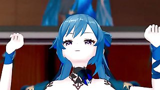 Genshin Impact Keqing Undress Dance and Nude Sex Mmd 3D Blue Hair Color Edit Smixix