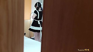 Sexy masked maid covered with sperm after hotel-room sex