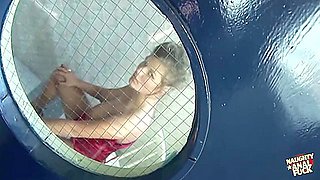 Tits Blonde Is Being Locked In The Bathroom And Fucked By Two Huge Rods