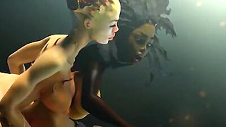 Big tits humanoid babes fucking in a 3D animation by Tarazaurus