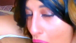 Tempting Brunette in Lingerie Enjoys a Hot Blowjob & Swallows Every Drop