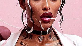 Hot Nurse in Gloryhole Club, Big Tits, Gloryhole Bukkake, Big Dick Sucking Cock