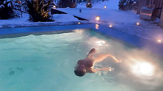 Monika Fox In A Russian Bath And Swims In Winter Pool