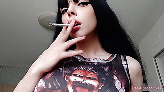 Goth Girl Smoking CLOSE UP (ask me for full vid)