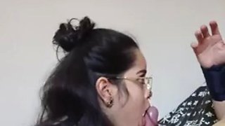 White Wolf OFC - Deep throat blowjob with White Moon VIP glasses side angle