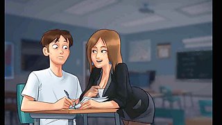 French milf professor wants to bang her schoolgirl in summertime saga episode