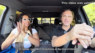 Juan Bustos And Big Pussy - Boomsarr Latina With Huge Tits And Ass Submits To The Fucking Machine Inside The Car Road 12 Min