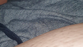 Step son pulled down underwear showing his dick to step mom