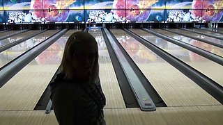 Blonde teen drenched in sweat, breathless for jizz on her