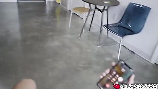 Stepbrother Fucks Petite Brunette Stepsister Michelle in Kitchen