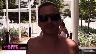 Beauties play beach volleyball