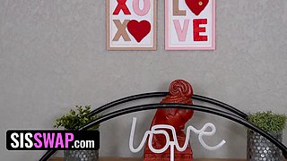 StepSisters Aubry Babcock & Violet Gem get frisky on Valentines Day - SisSwap