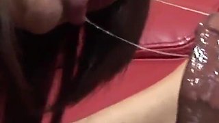 Small titted brunette gets facial from BBC