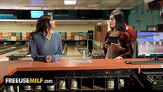 Step-mother and daughter-in-law Armani Black & aubrey babcock get screwed while bowling - freeuse milf