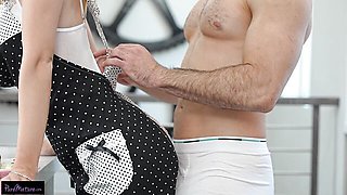 Miniature teen in white stockings Quinn Saint fucked by long dick