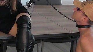 Adore Your Mistress and Cum in Your Glass - Boots Cleaning, Ballbusting & CEI