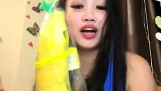 Red hair masturbates tight pussy with toys on webcam