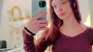 I Love Looking at Myself in the Mirror While Playing with My Pink Pussy