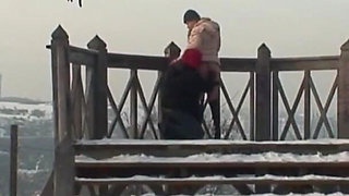 Perverted slut and deviant guy fucking in the city