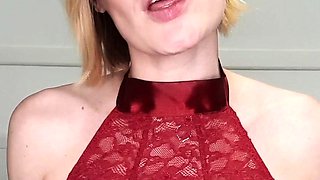 Cute blonde with big boobs solo