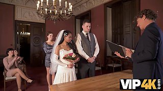 Watch as Asian fiancee and bride get wild with guests while getting fucked in front of them