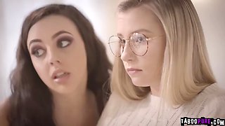 Teen bestfriends tricks stepbro to fuck her sister