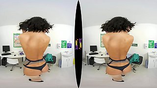 Virtual Nurse; Petite Brunette Nurse Strip Solo Thin Small Tits