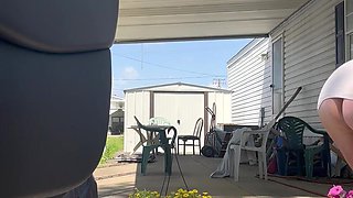 Watering Flowers Flashing Tits and Ass