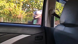 Risky Public Masturbation Inside the Taxi Non-tinted