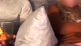 Risky Masturbation in Front of Step Dad While Watching TV