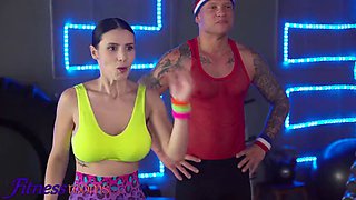 Fitness Rooms Big tits Romanian gym babe Nelly Kent hard fuck after hot workout riding big cock