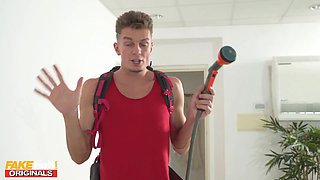 Fakehub - thick blond phat ass white girl with cool sensitized figure, Big Ass and thighs gets a creampie ejaculation