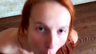 Redheaded milf got a huge creampie inside POV
