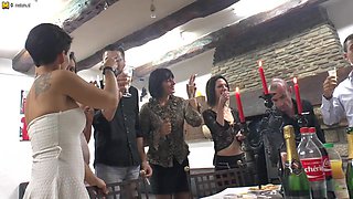 Four horny French ladies fuck their lovers in hot group sex party