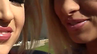 Two Dirty Sluts Pound Hard Their Fuck Holes with Huge Double Ended Dildos